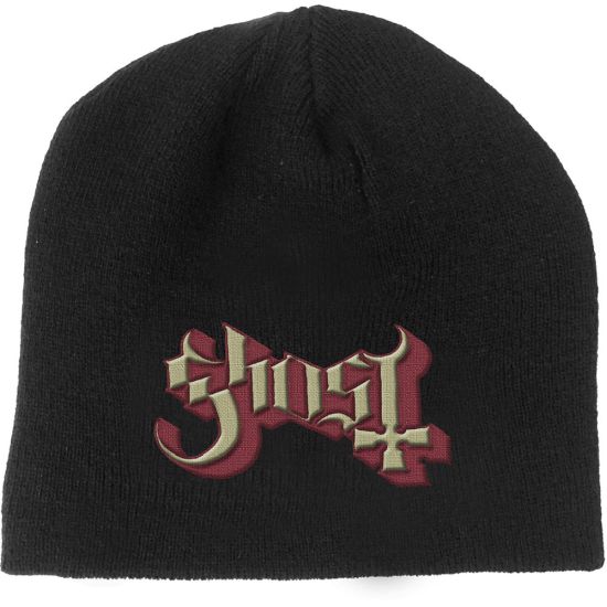Ghost - Knit Beanie - Embroidered - Red/Gold Logo