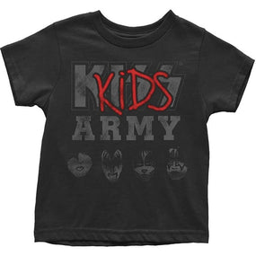 Kiss - Kids Army Toddler and Youth Black Shirt
