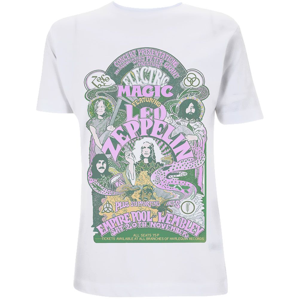 Led Zeppelin - 1971 Electric Magic Show Womens Fitted White Shirt - 100% Official Merchandise
