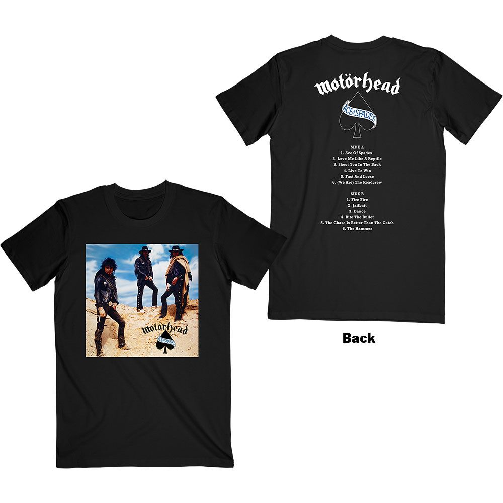 Motorhead - Ace Of Spades Album Cover Tracklist Black Shirt