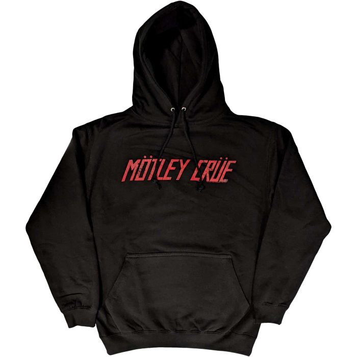 Motley Crue - Pullover Black Hoodie (Distressed Logo)