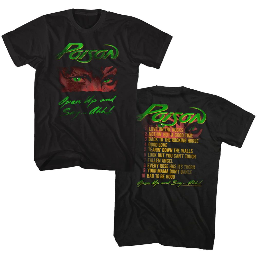 Poison - Open Up And Say Ahh Tracklist Black Shirt