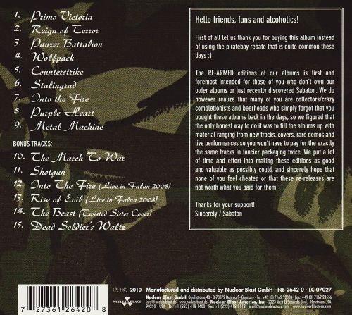 Sabaton - Primo Victoria (Re-Armed w. 6 bonus tracks) - CD - New