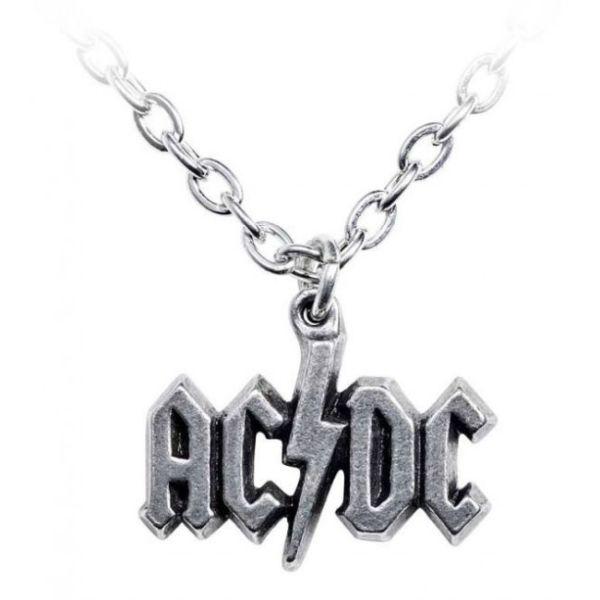 ACDC - Pewter Pendant and Chain - Lightning Logo (75mm x 7mm x 68mm)