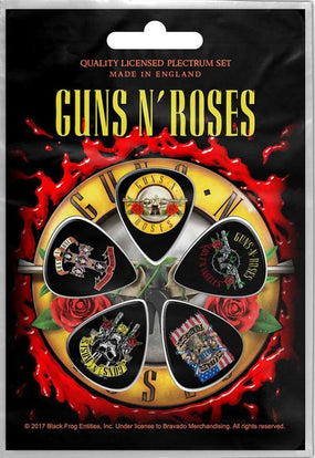 Guns N Roses - 5 x Guitar Picks Plectrum Pack (Appetite, Bullet, Fkn Hollywood, Flag, Logo))