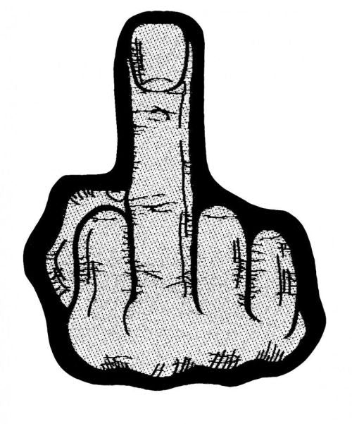 Middle Finger (115mm x 80mm) Sew-On Patch
