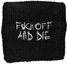 Darkthrone - Sweat Towelling Embroided Wristband (Fuck Off And Die)